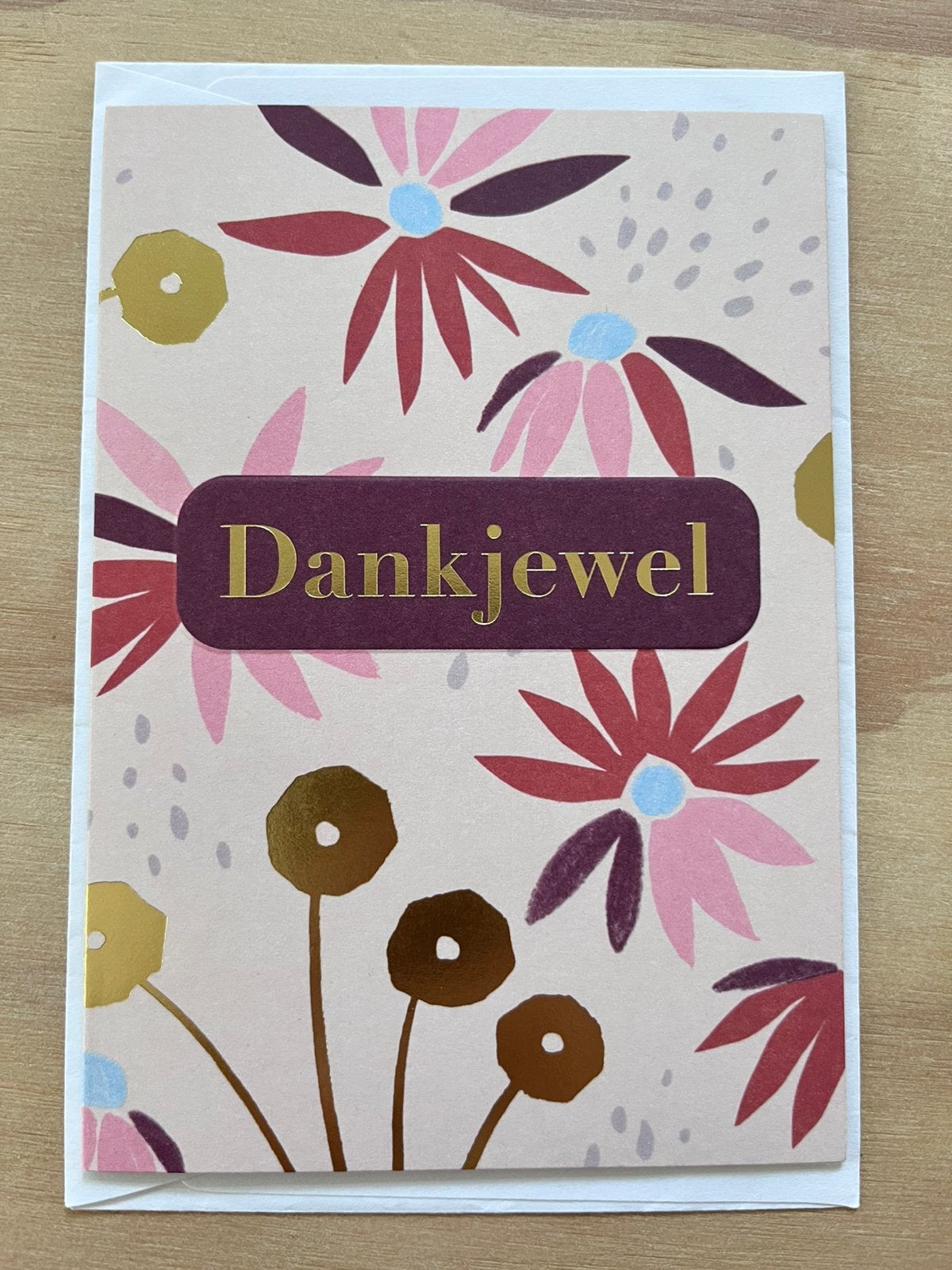 Elegante 'Dankjewel' kaart met goudfolie, Ophalen of Verzenden, Zo goed als nieuw