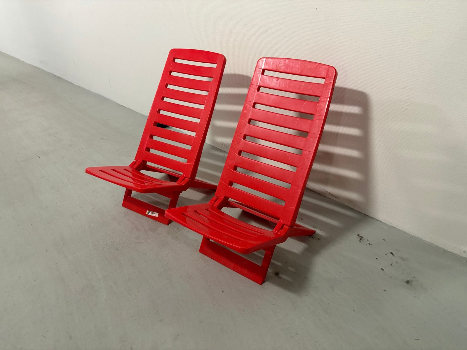 2 inklapbare strandstoeltjes, Ophalen, Gebruikt, Kunststof, Inklapbaar