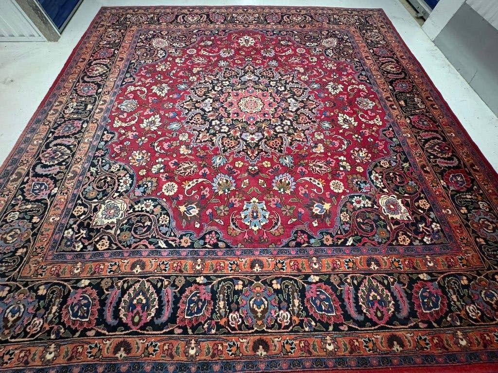 Perzisch Oosterse handgeknoopt tapijt Mashad 3.01 x 2.97, Geel, Ophalen of Verzenden, Zo goed als nieuw, 200 cm of meer