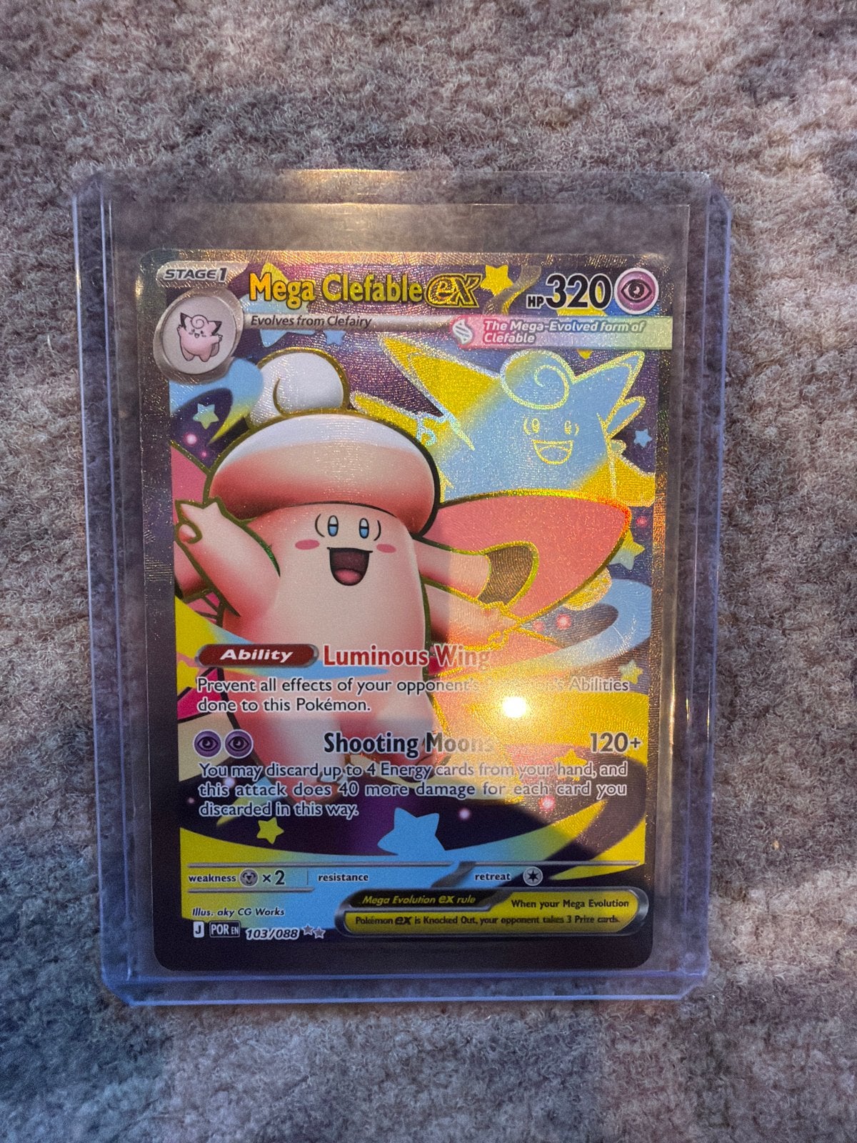 Mega Clefable EX 103/88 Pokémon Kaart, Ophalen, Zo goed als nieuw, Losse kaart, Foil