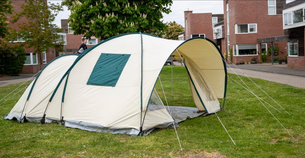 5-persoons katoenen tent met zijluifel - koel bij warm weer, Ophalen of Verzenden, Tot en met 5