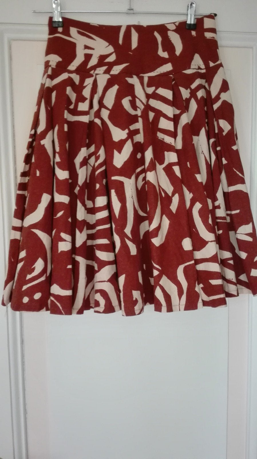 34/36 Nieuw prachtige rok bruin crème dessin linnen katoen, H&M, Bruin, Nieuw, Ophalen of Verzenden