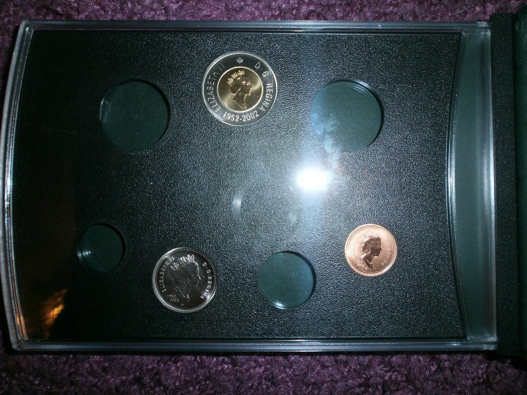 Canada 1 Cent+25 Cent+2 Dollar 2002 Prooflike (kunnen p/st.), Postzegels en Munten, Ophalen of Verzenden, Noord-Amerika
