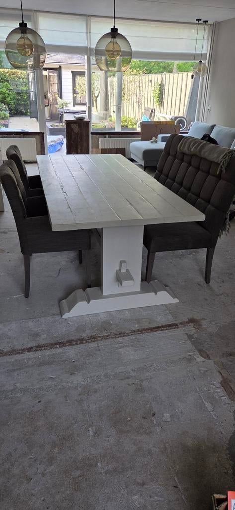 Tafel met kloosterpoten 215 x 98cm, Tuin en Terras, Tuinsets en Loungesets, Ophalen of Verzenden, Gebruikt
