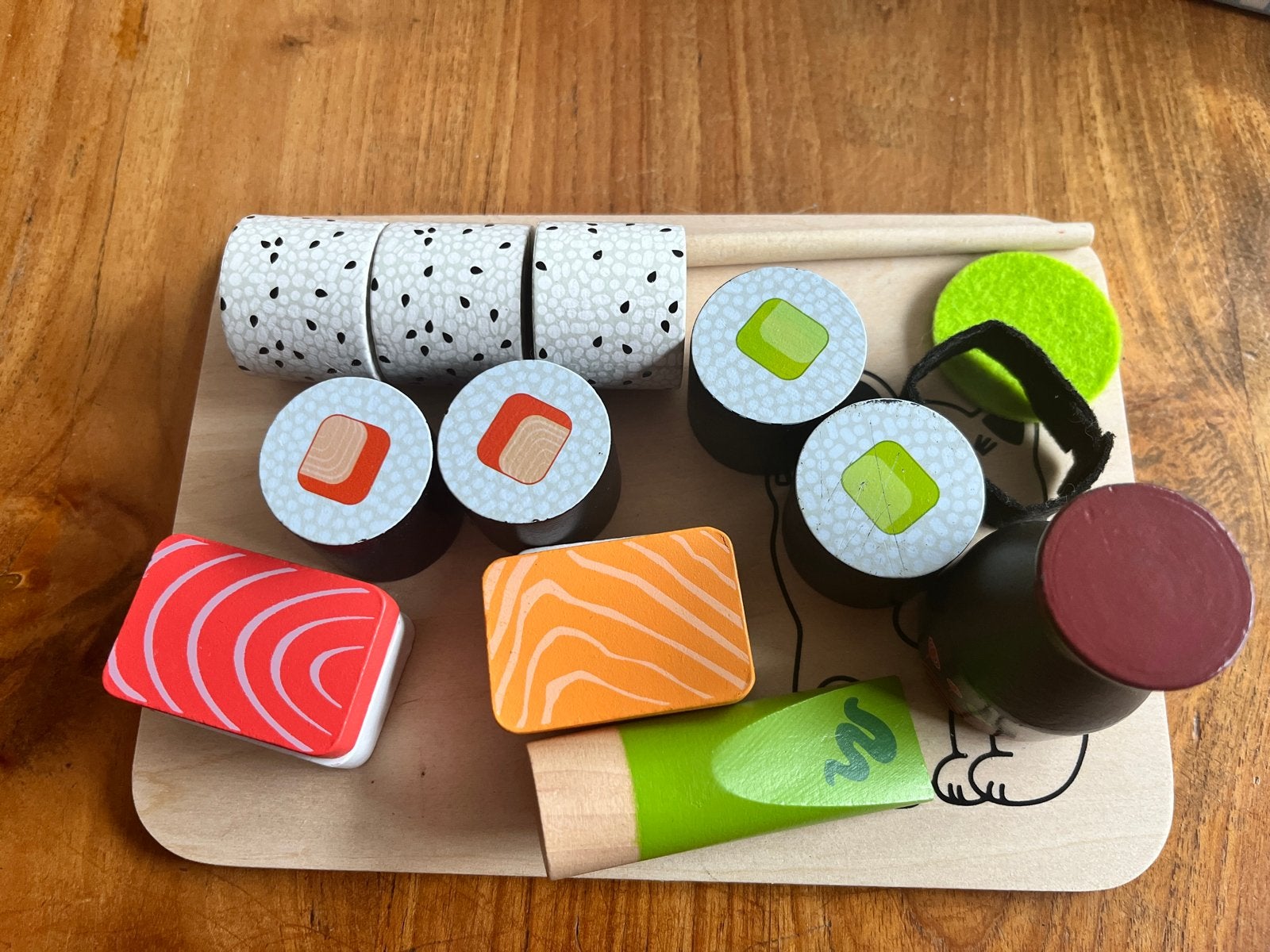 Houten sushi speelset met accessoires, Ophalen of Verzenden, Zo goed als nieuw, Overige typen