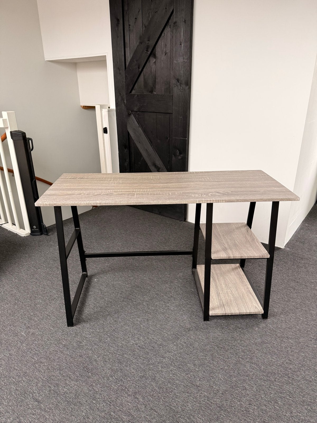 vidaXL Bureau met 2 schappen - Grijs en eikenkleurig, Huis en Inrichting, Ophalen, Opbergruimte, Spaanplaat of MDF, Nieuw