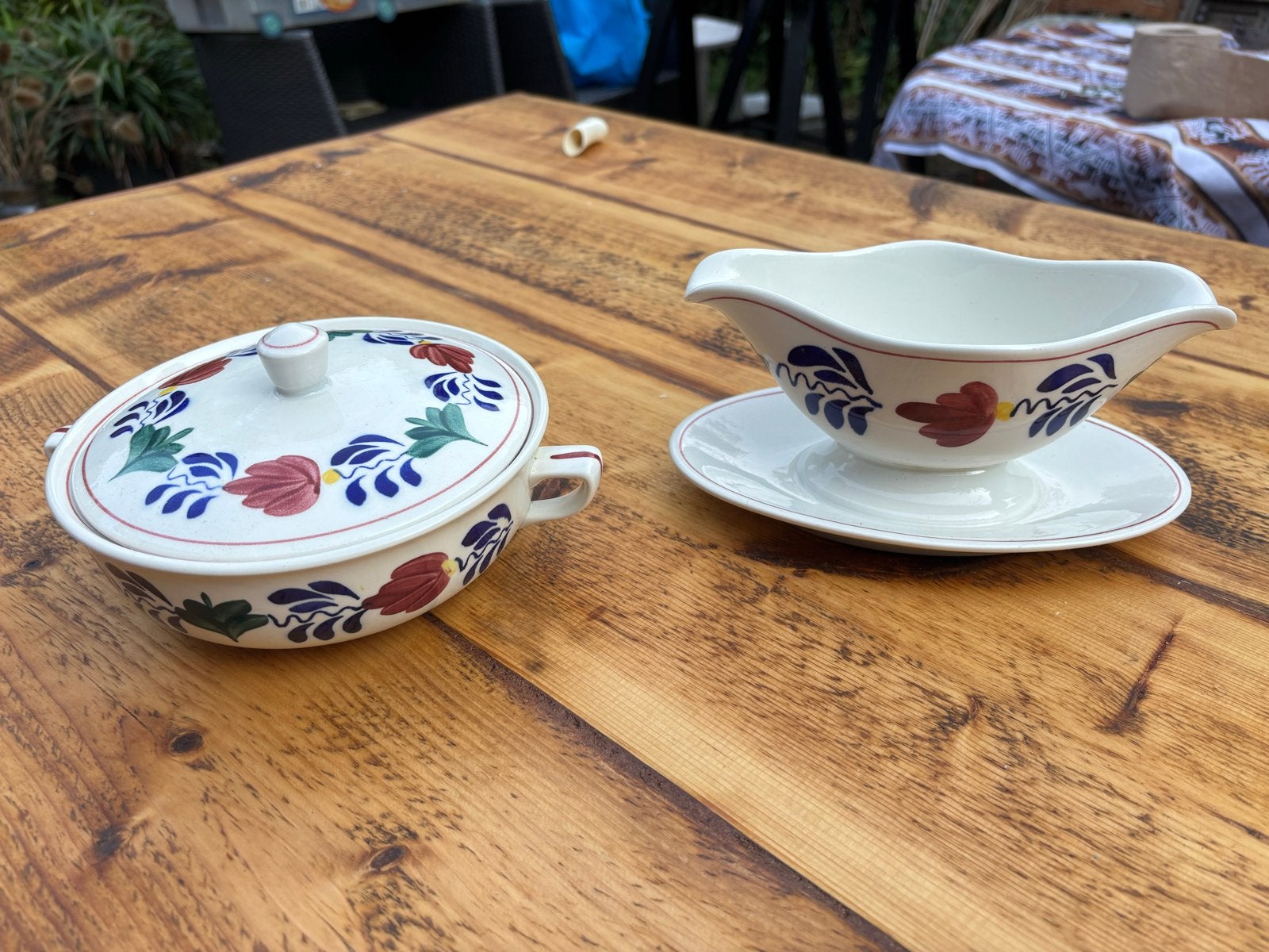 Boerenbont dekschaak  en juskom, Ophalen of Verzenden