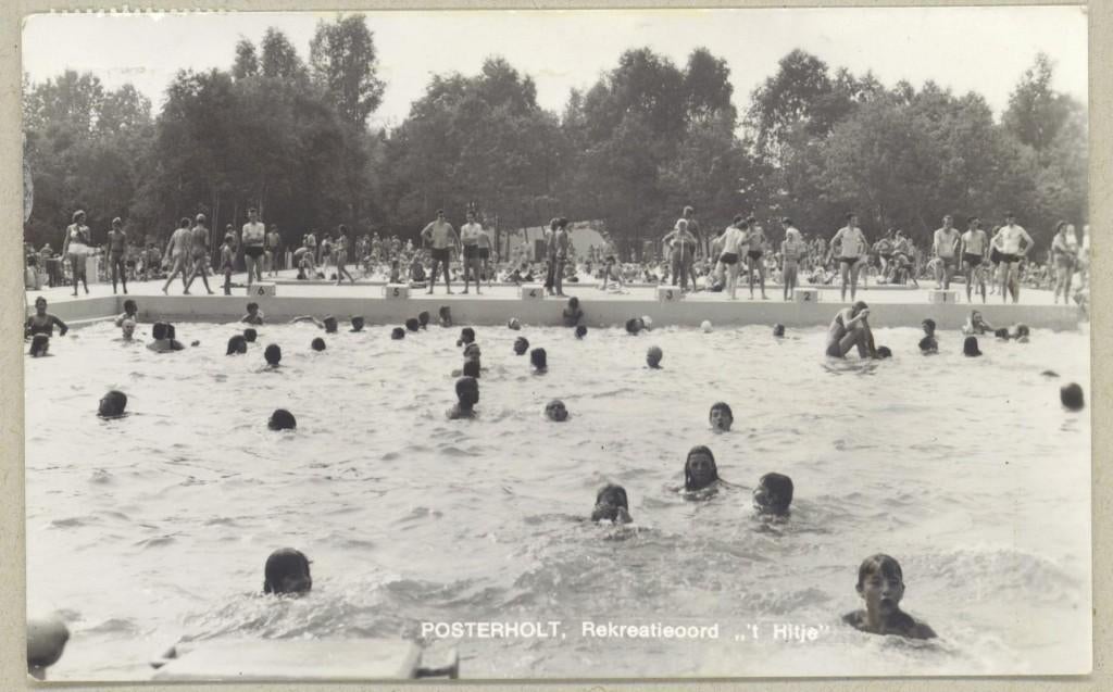 Posterholt - Rekreatieoord t Hiltje zwembad, Verzamelen, Ansichtkaarten | Nederland, Verzenden, 1940 tot 1960, Gelopen, Limburg