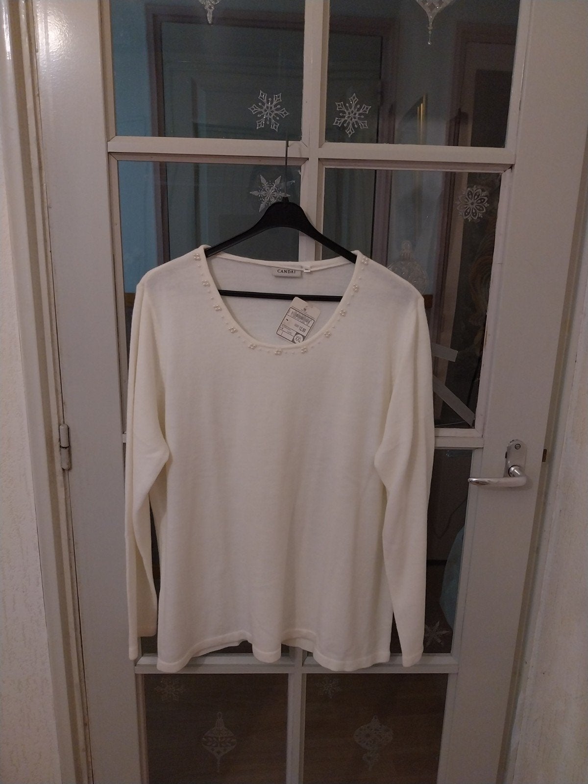 Canda Witte Trui met Parels - Maat XXL, Kleding | Dames, Truien en Vesten, Wit, Maat 46/48 (XL) of groter, Nieuw, Ophalen of Verzenden