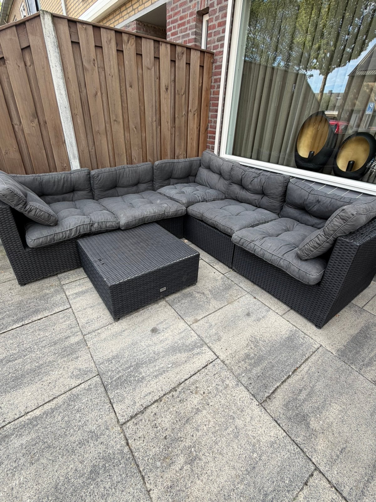 Gratis Loungeset wicker, Tuin en Terras, 5 zitplaatsen, Gebruikt, Ophalen of Verzenden, Loungeset