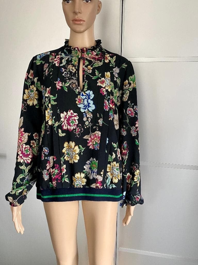 K207 Summum maat 40=M blouse top zwart/blauw/groen/beige, Kleding | Dames, Maat 38/40 (M), Summum Woman, Blauw, Ophalen of Verzenden