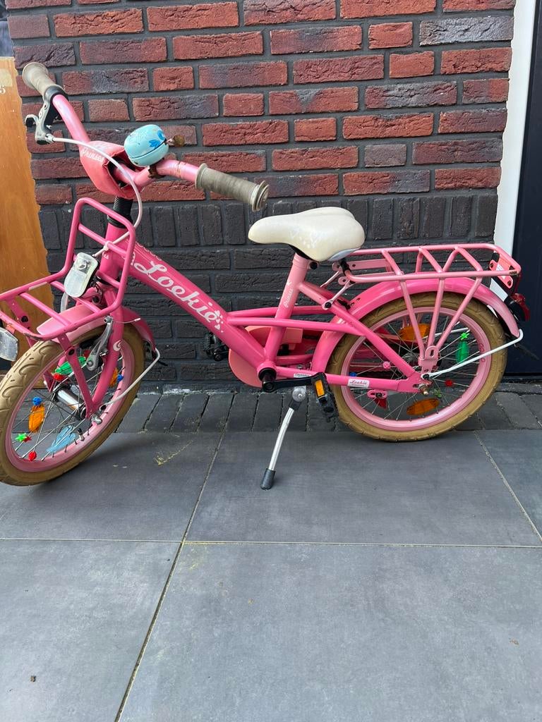 Loekie prinses, 16 inch, roze, zijwieltjes, Fietsen en Brommers, Fietsen | Meisjes, Ophalen, Gebruikt, Loekie, Handrem