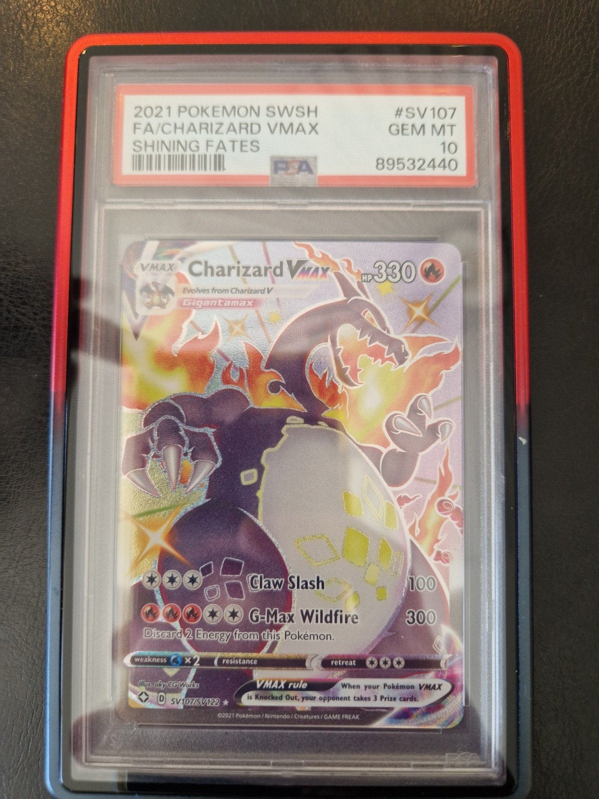 PSA 10 Charizard VMAX SV107/SV122 Shining Fates Pokémon, Ophalen of Verzenden, Nieuw, Losse kaart, Foil