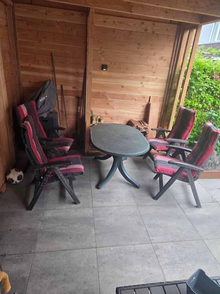 Hartman tuinset+kussens, Tuin en Terras, Ophalen, 4 zitplaatsen, Kunststof, Gebruikt
