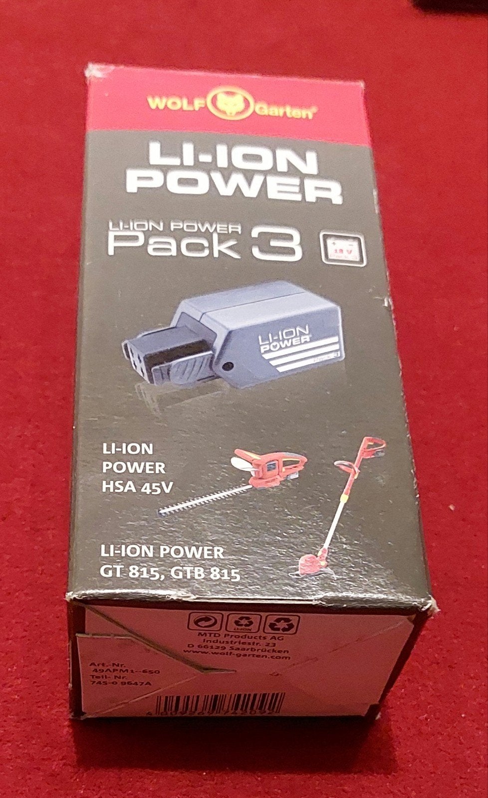 Wolf-Garten Li-ion Power Pack 3 Accu GT815-HSA45V, Ophalen of Verzenden, Nieuw