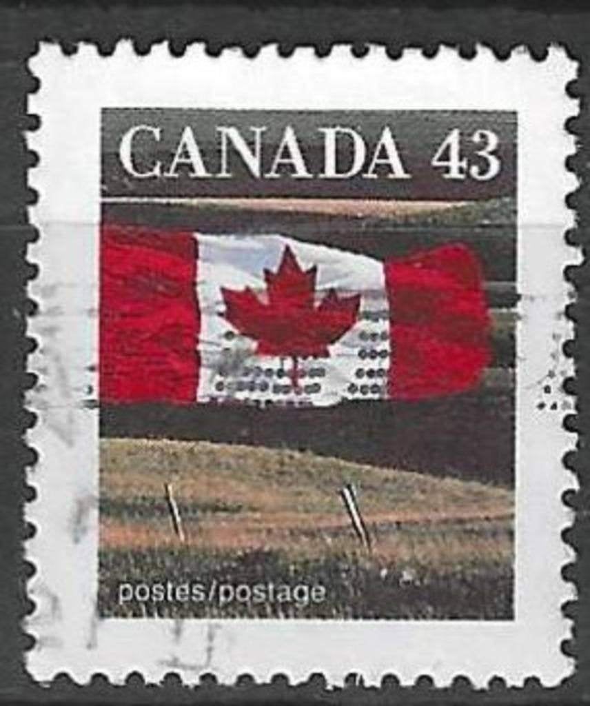 Canada 1992 - Yvert 1298 - Canadese vlag en de prairie (ST), Verzenden, Gestempeld, Noord-Amerika