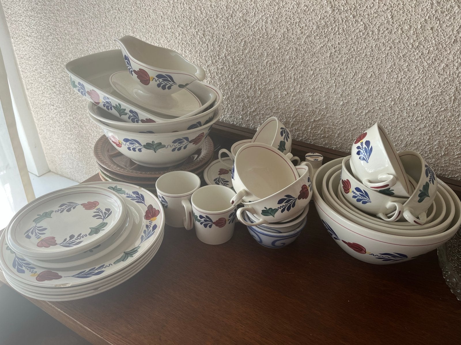 Groot servies verschillende boerenbont, Ophalen of Verzenden
