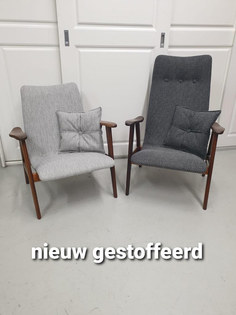 Van Teeffelen Fauteuil's nieuw gestoffeerd, Huis en Inrichting, Fauteuils, 75 tot 100 cm, Zo goed als nieuw, Stof, 50 tot 75 cm