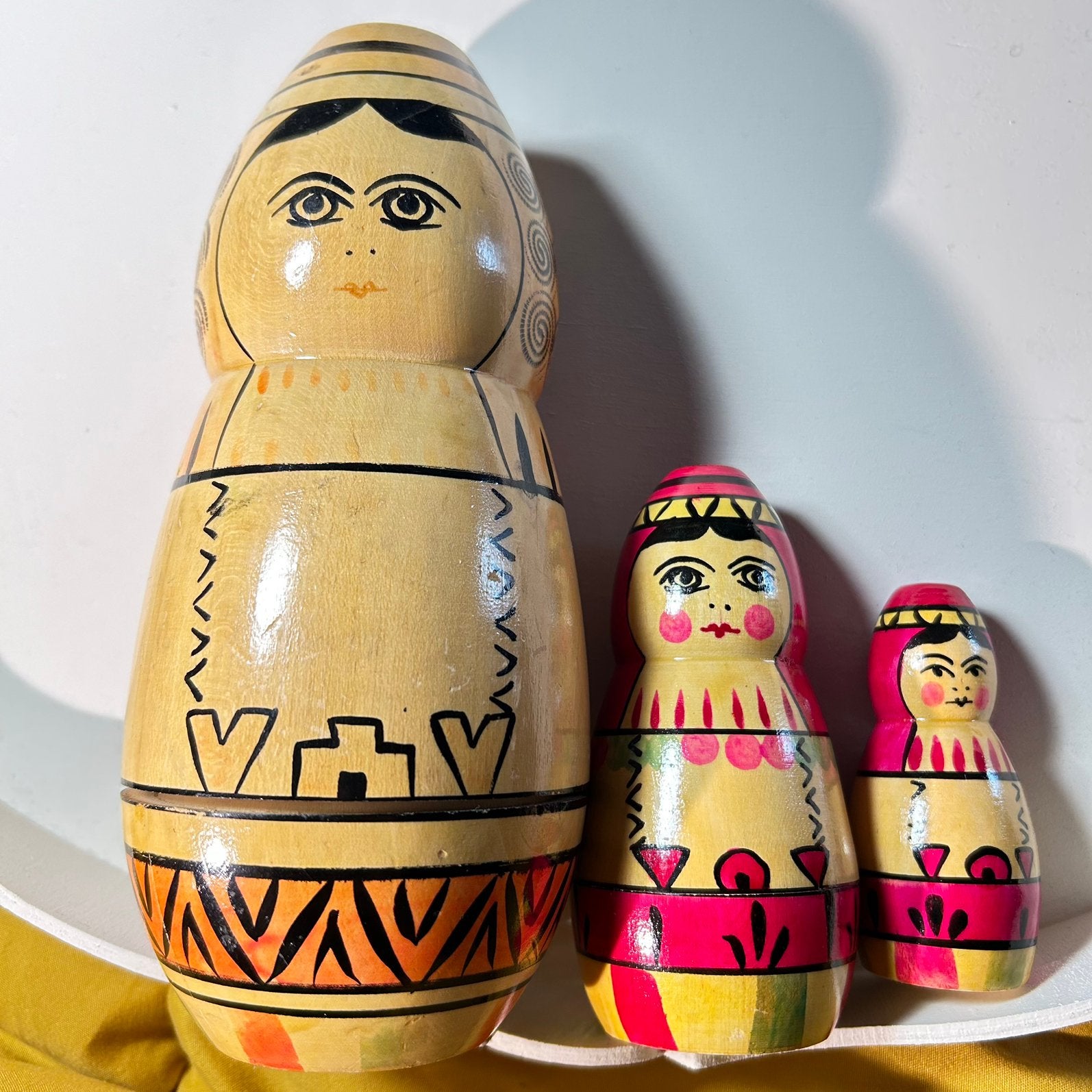 Vintage 3-delige Baboesjka’s Matroesjka’s Rusland, 8-19 cm, Ophalen of Verzenden