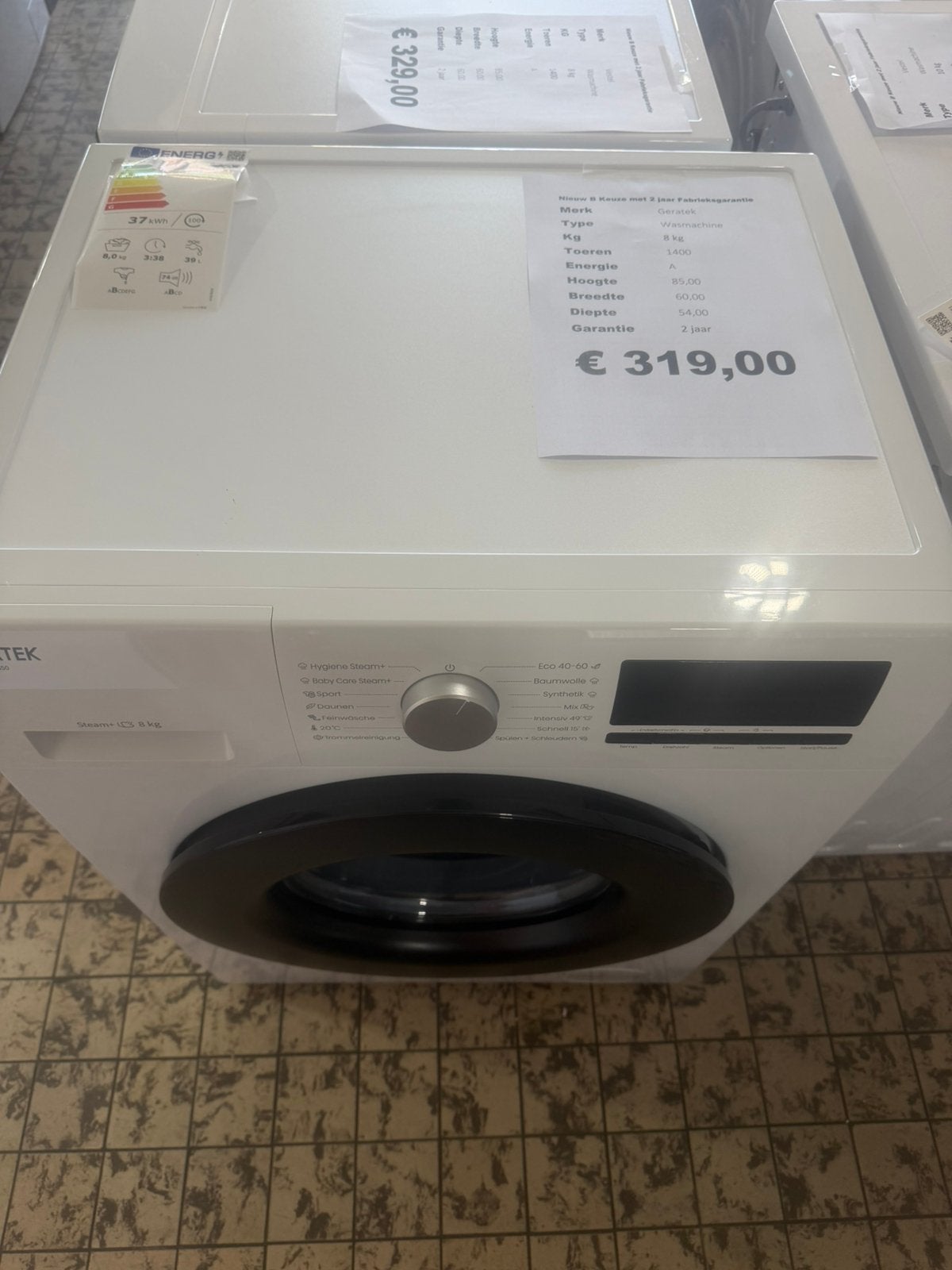 Geratek wasmachine nieuw 1400 toeren 8 kg, Witgoed en Apparatuur, Ophalen, Geratek, 1200 tot 1600 toeren, Minder dan 85 cm