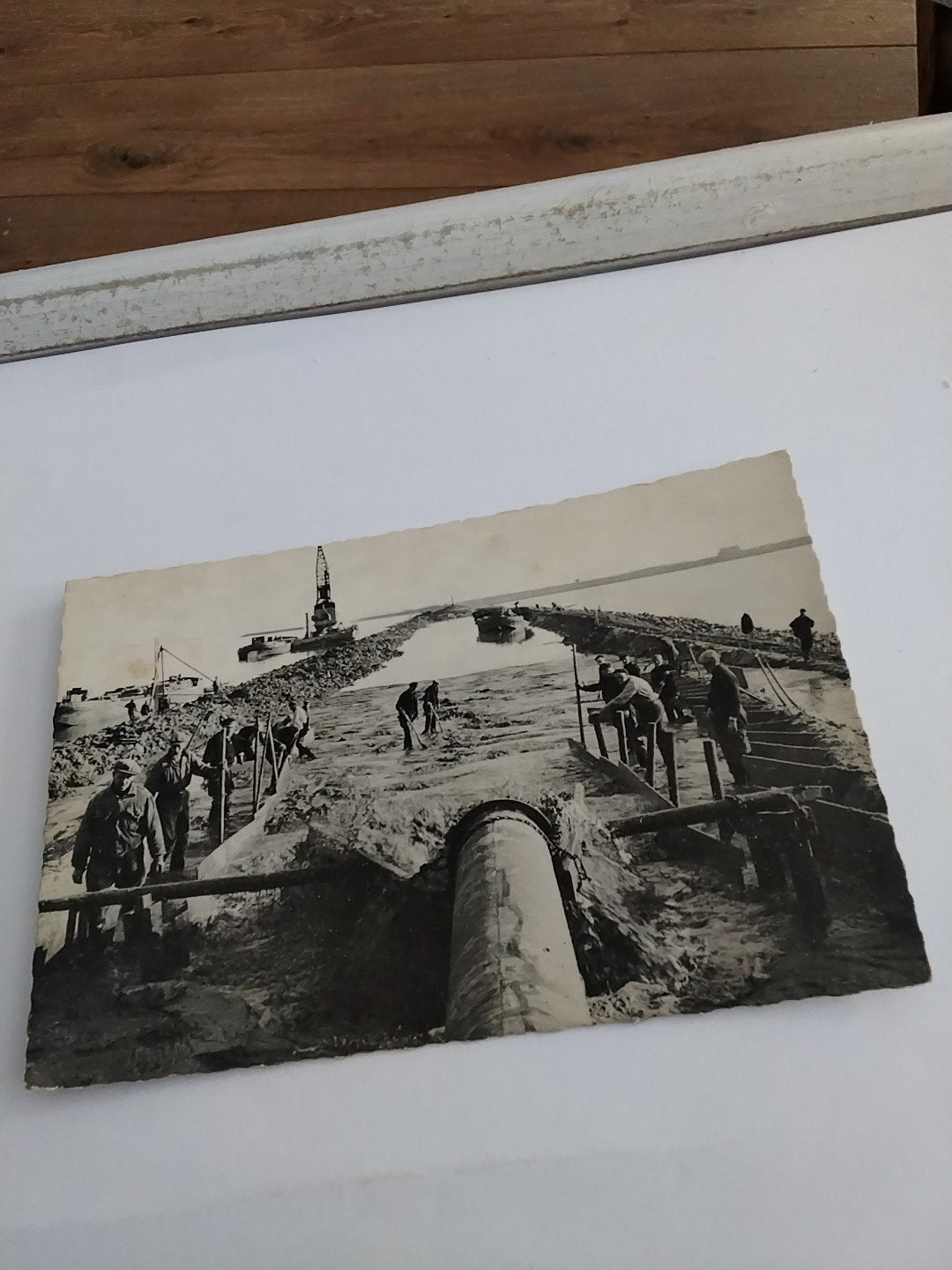 Oude foto: Aanleg Flevoland, opspuiten zandlichaam, Gebruikt, Foto, Ophalen of Verzenden, 1940 tot 1960