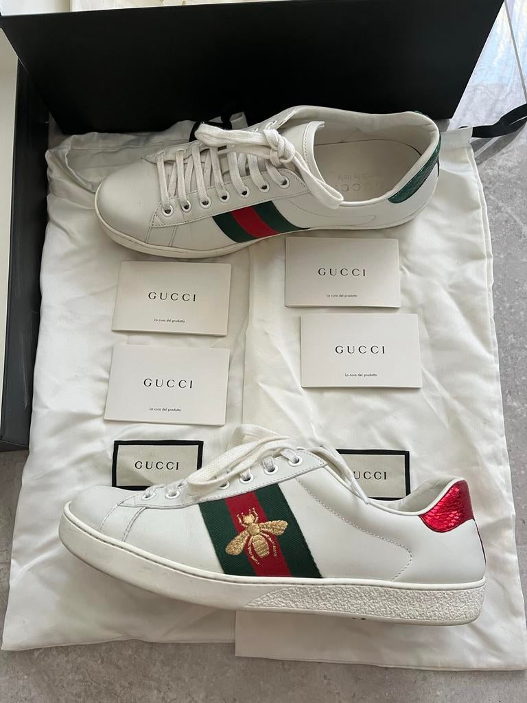Gucci Ace Bee Sneakers, Ophalen of Verzenden, Gedragen, Wit, Sneakers of Gympen