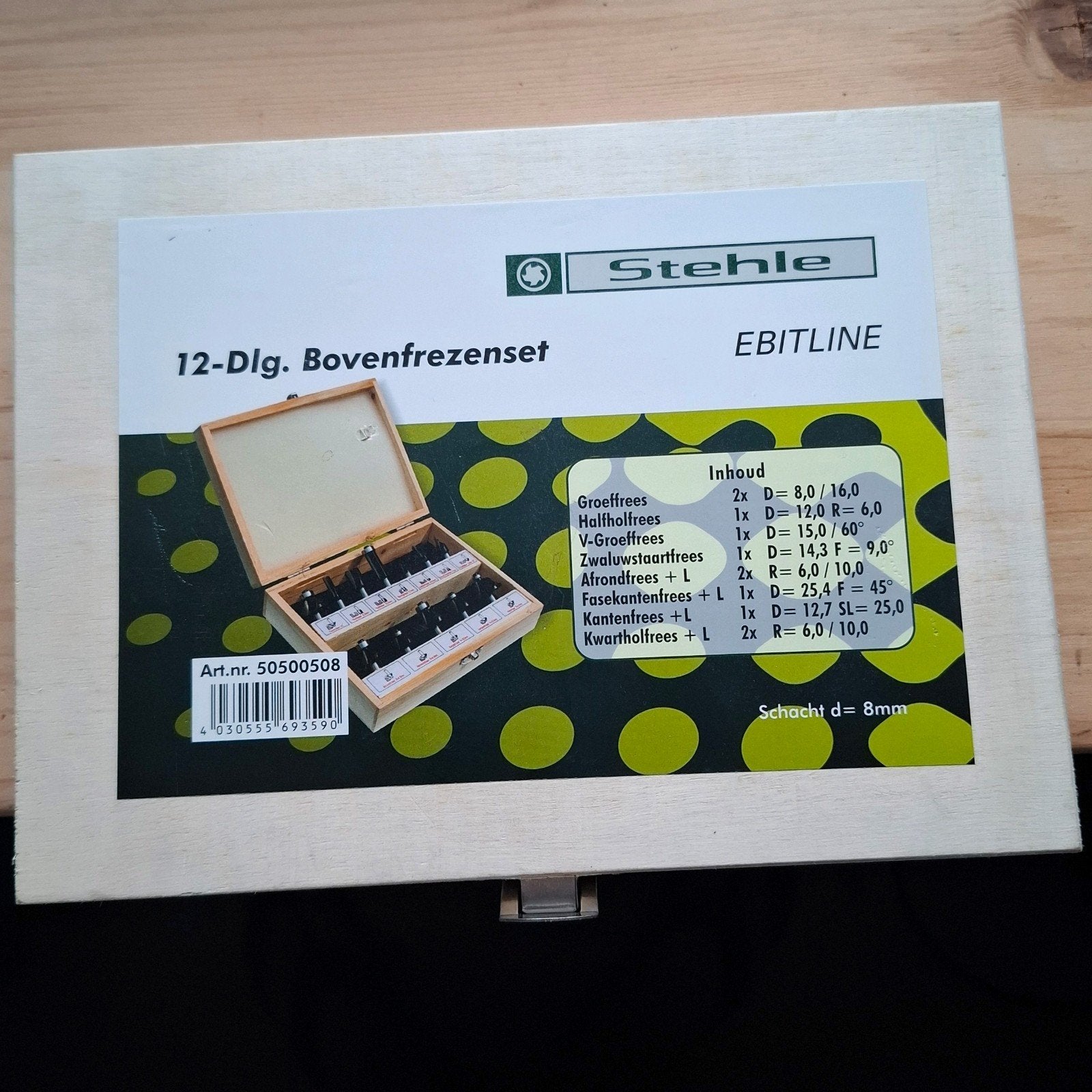 Stehle 12-delige bovenfrees set, Ophalen of Verzenden, Zo goed als nieuw, Bovenfrees, Stehle