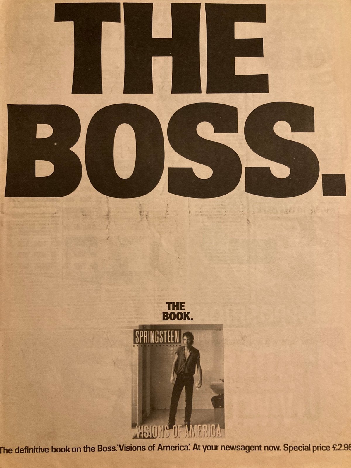 BRUCE SPRINGSTEEN The Boss Visions Of America A3 advertentie, Ophalen of Verzenden