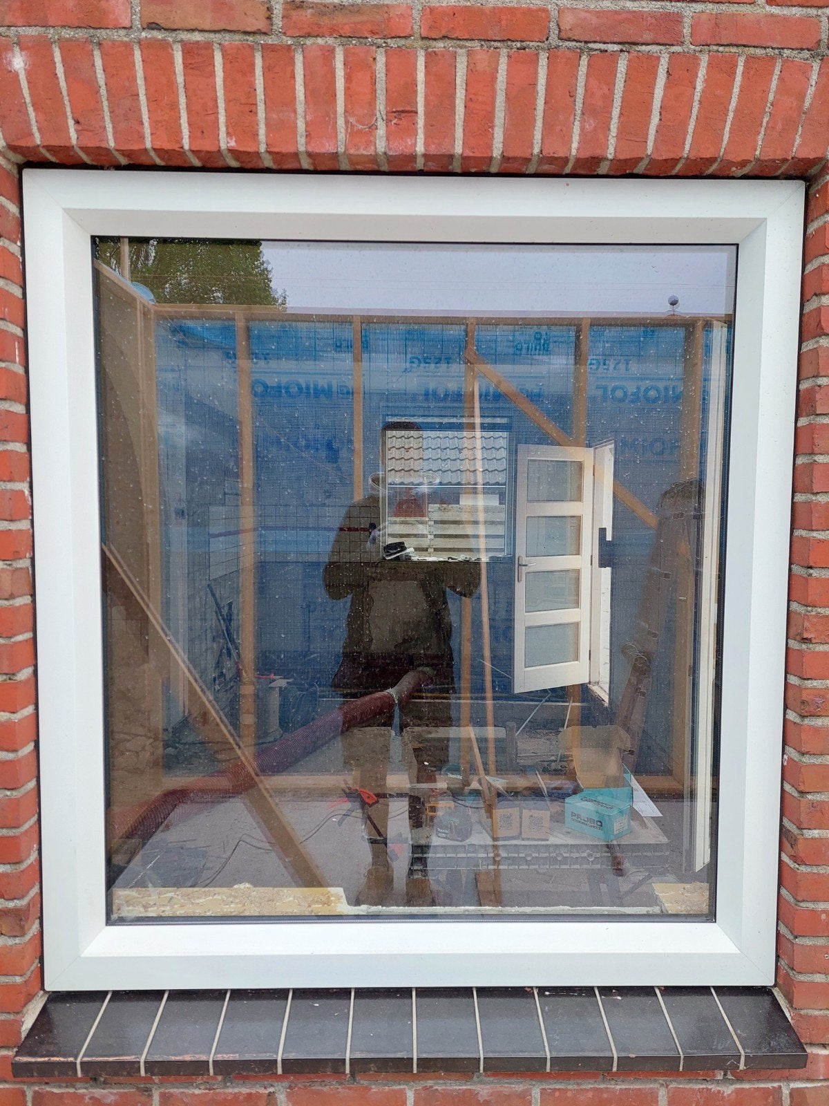 Kunststof deur, draai- kiepraam en vast raam, Doe-het-zelf en Verbouw, Kozijnen en Schuifpuien, Kunststof, Gebruikt, Raamkozijn