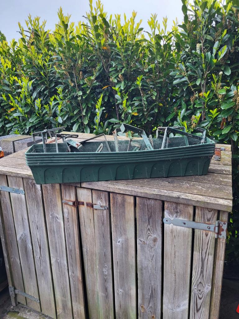 5x Groene plantenbak met ophangsysteem, Kunststof, Gebruikt, Minder dan 30 cm, Ophalen of Verzenden