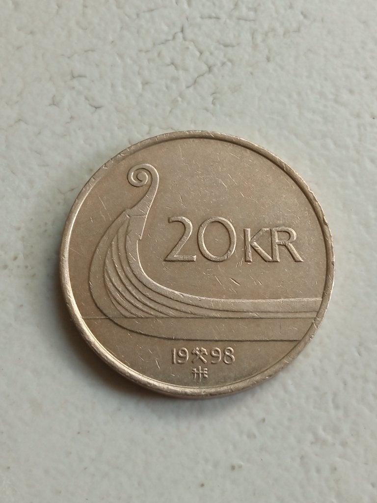 Noorwegen 20 kronen 1998., Ophalen of Verzenden, Overige landen, Losse munt