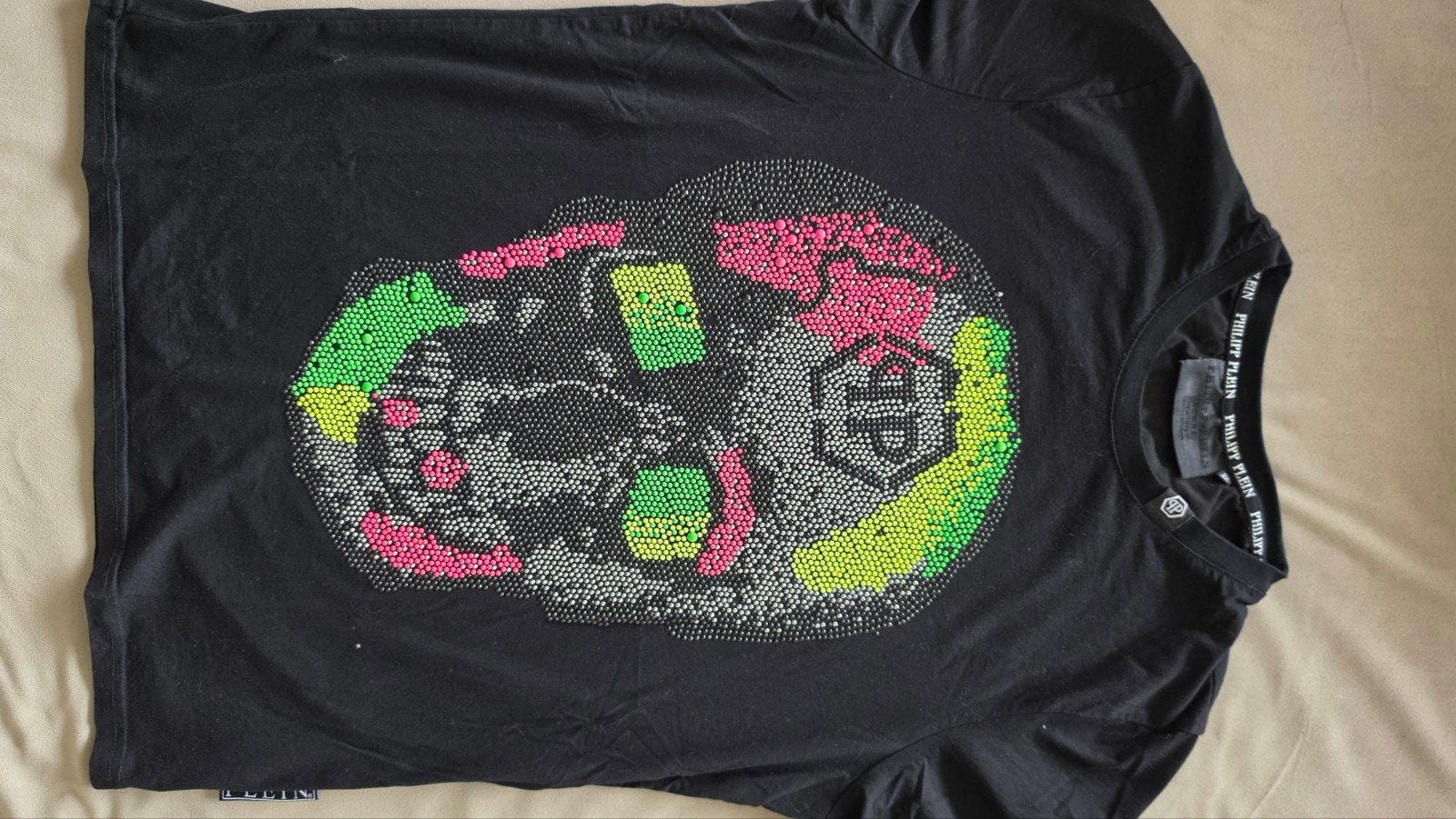 Philipp Plein T-shirt met doodshoofd prin- Zo goed als nieu, Maat 52/54 (L), Zwart, Ophalen of Verzenden, Zo goed als nieuw