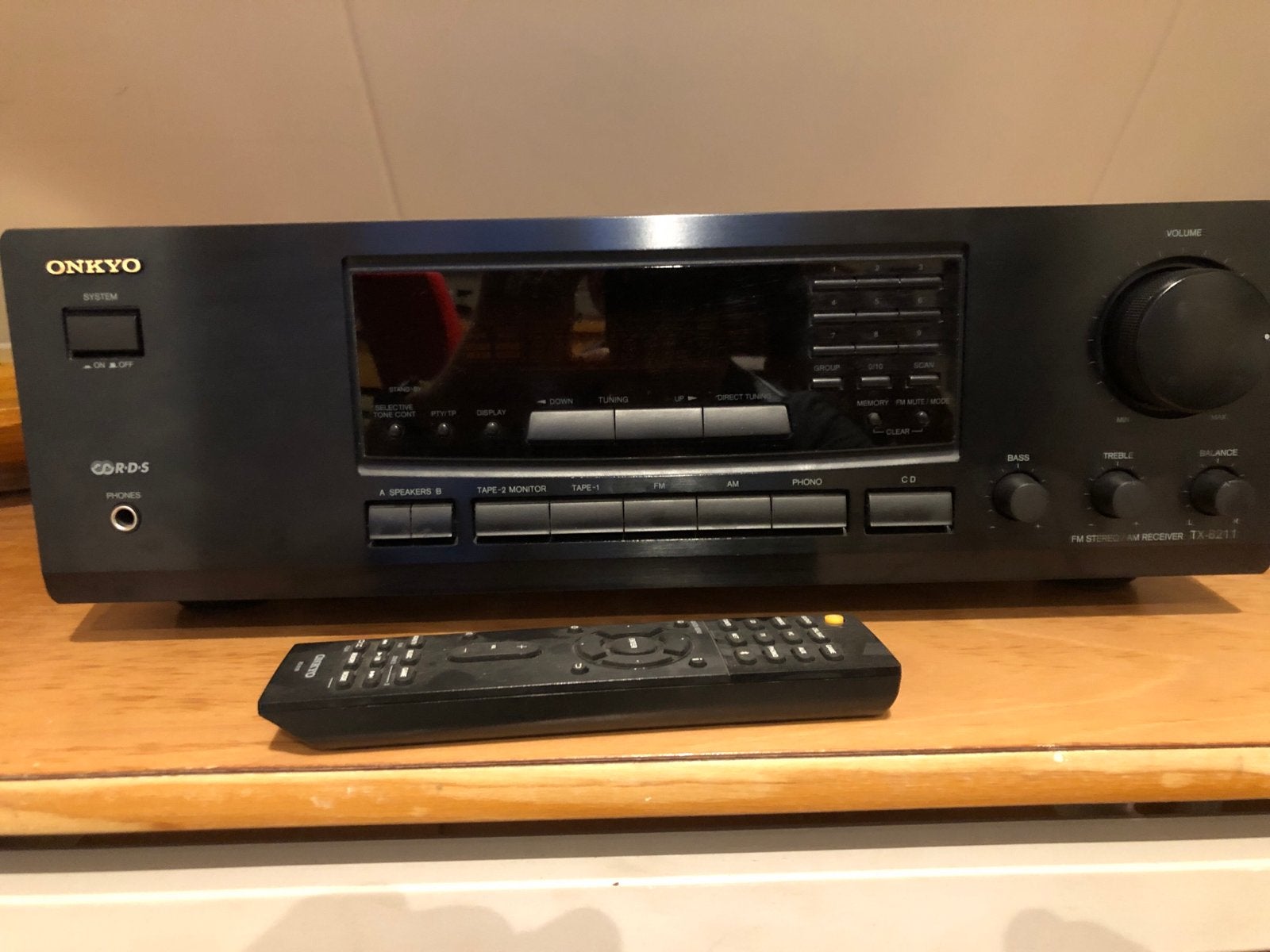 Onkyo TX-8211 Stereo Receiver met afstandsbediening, Gebruikt, Ophalen of Verzenden, 60 tot 120 watt, Stereo