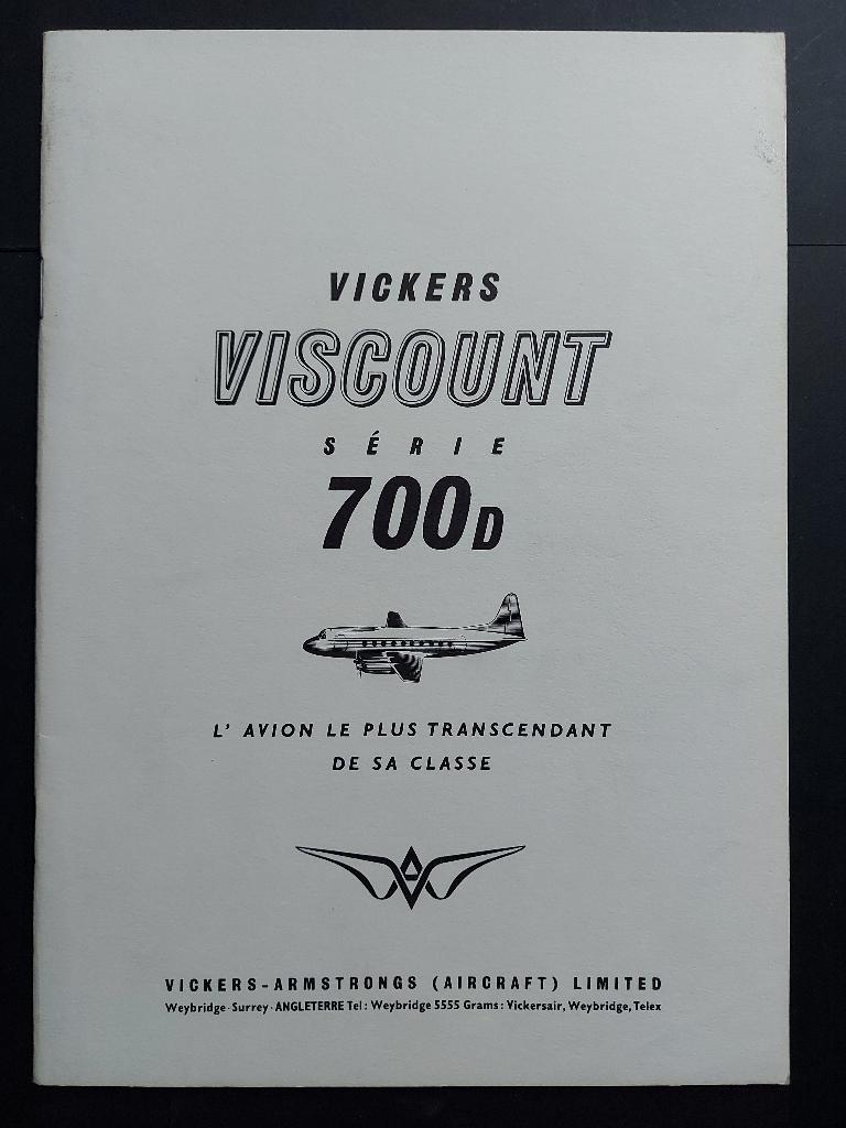 Franstalig boekje van de Viscount 700D (N178), Verzamelen, Luchtvaart en Vliegtuigspotten, Ophalen of Verzenden, Gebruikt, Boek of Tijdschrift