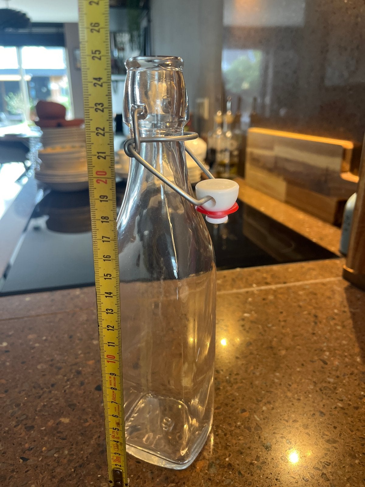 Glazen fles met beugelsluiting - 25 cm hoog, Ophalen of Verzenden, Overige merken, Glas, Overige typen
