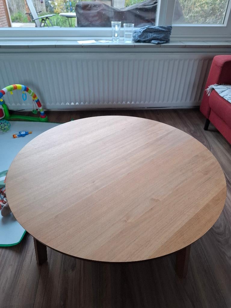 Salontafel Stockholm Ikea rond notenfineer, Huis en Inrichting, Tafels | Salontafels, Ophalen, Gebruikt, 50 tot 100 cm, Rond