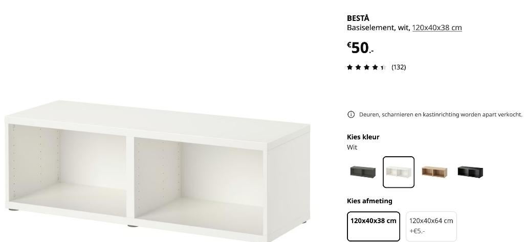 Besta Basis Kast Wit met optioneel onderstel en deuren, Ophalen, Gebruikt, Overige materialen, 100 tot 150 cm