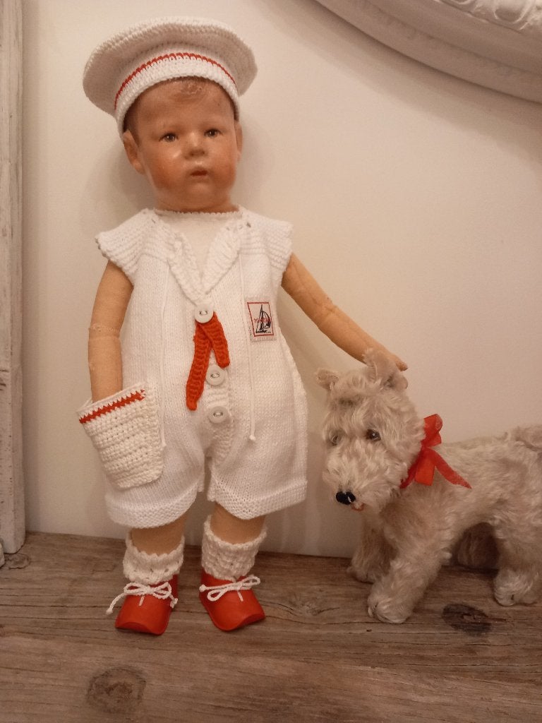 Vintage poppen kleertjes 4 delig set jaren 50., Ophalen of Verzenden, Zo goed als nieuw, Kleertjes