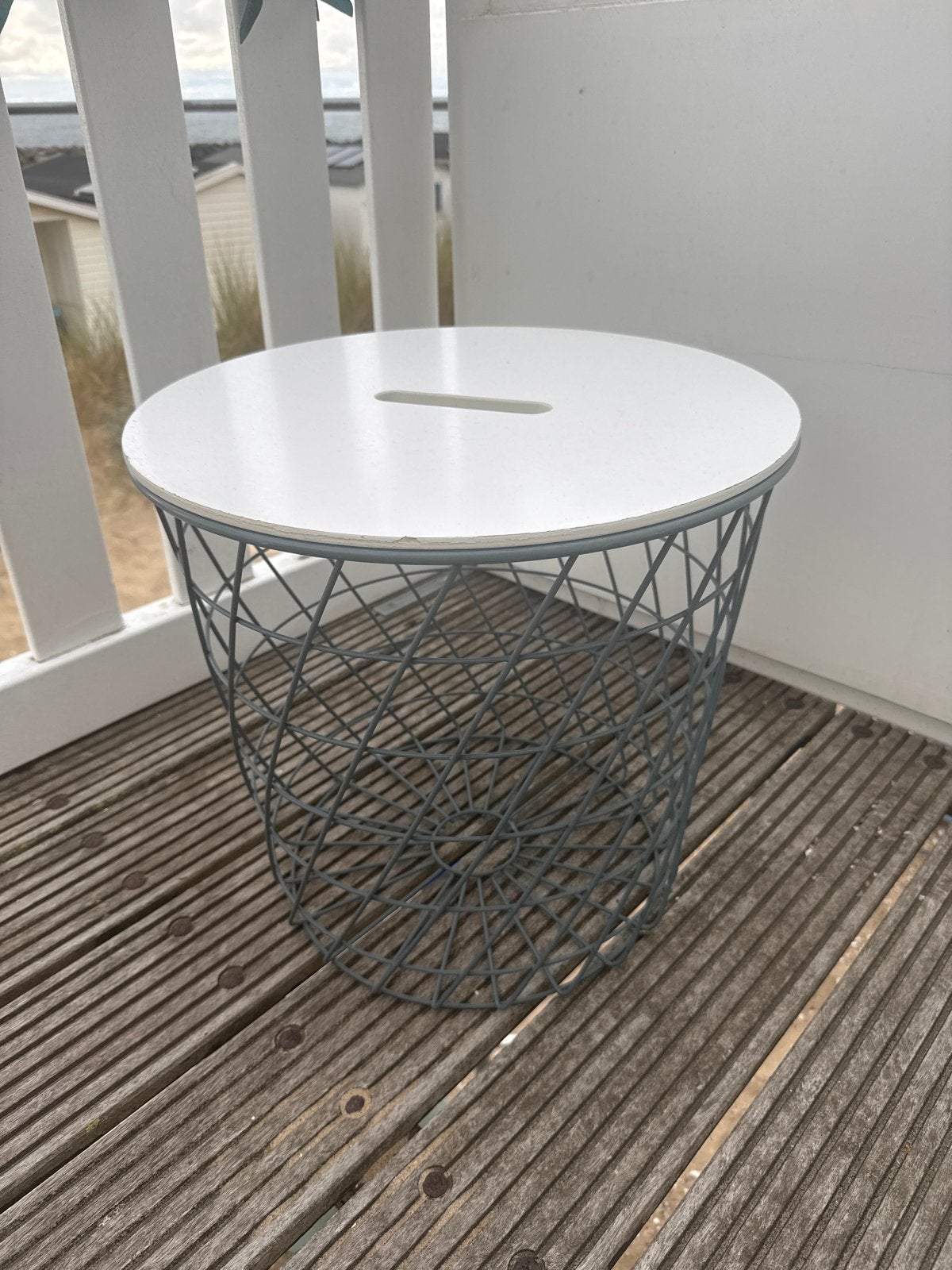 Stijlvolle Opbergmand met Deksel - Metaal en Hout, Huis en Inrichting, Woonaccessoires | Schalen en Manden, Ophalen, Gebruikt
