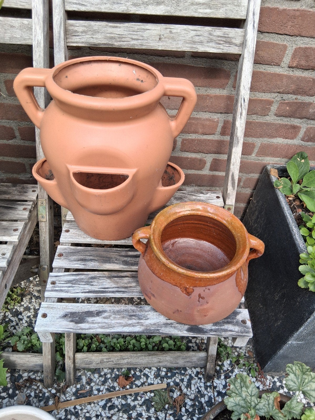 Kruidenpot en Terracotta Bloempot met Oren, Tuin en Terras, Bloembakken en Plantenbakken, Ophalen, Kunststof, Gebruikt, Minder dan 30 cm