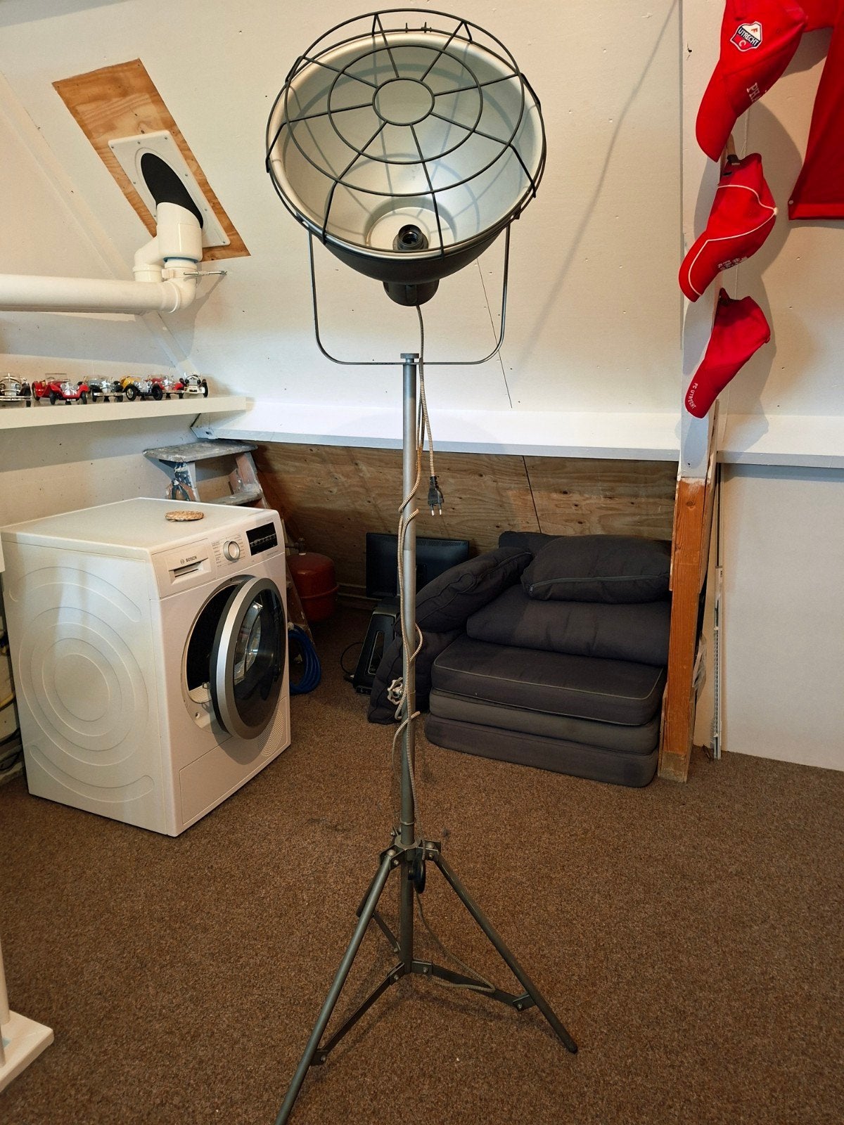 *TE KOOP* staande lamp industrieel, Ophalen, Overige materialen, E27 (groot), Zo goed als nieuw