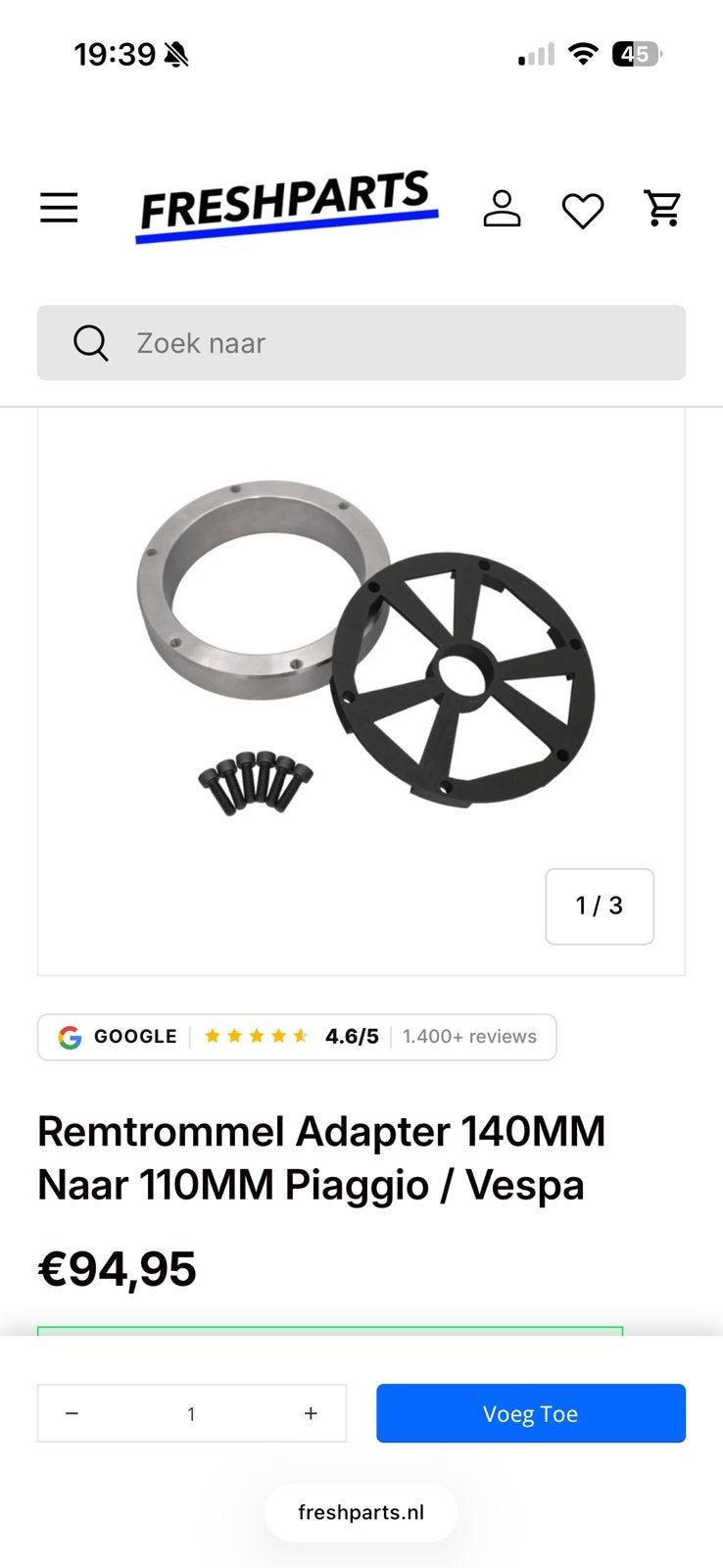 Remtrommel adapter, Fietsen en Brommers, Brommeronderdelen | Scooters, Ophalen of Verzenden, Zo goed als nieuw