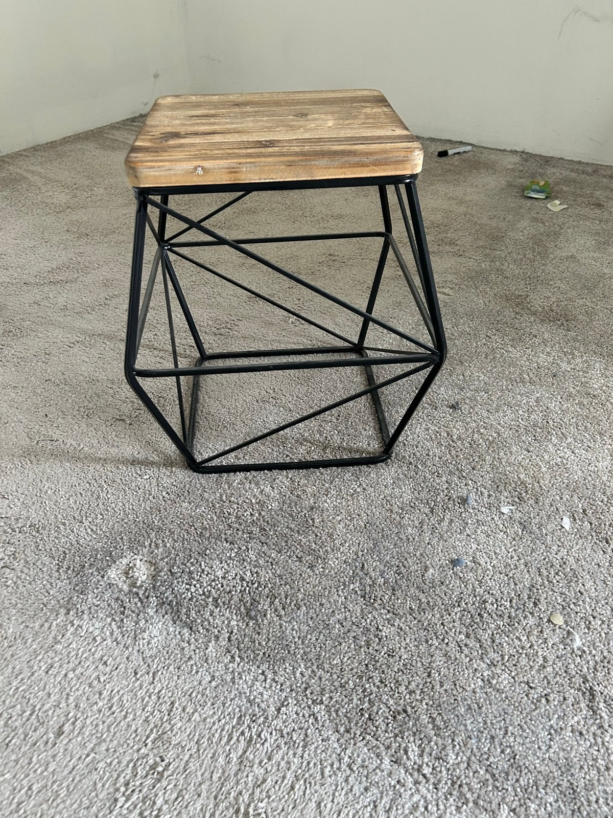 Bijzettafel / Krukje met Houten Blad en Metalen Frame, Ophalen, Gebruikt, Hout