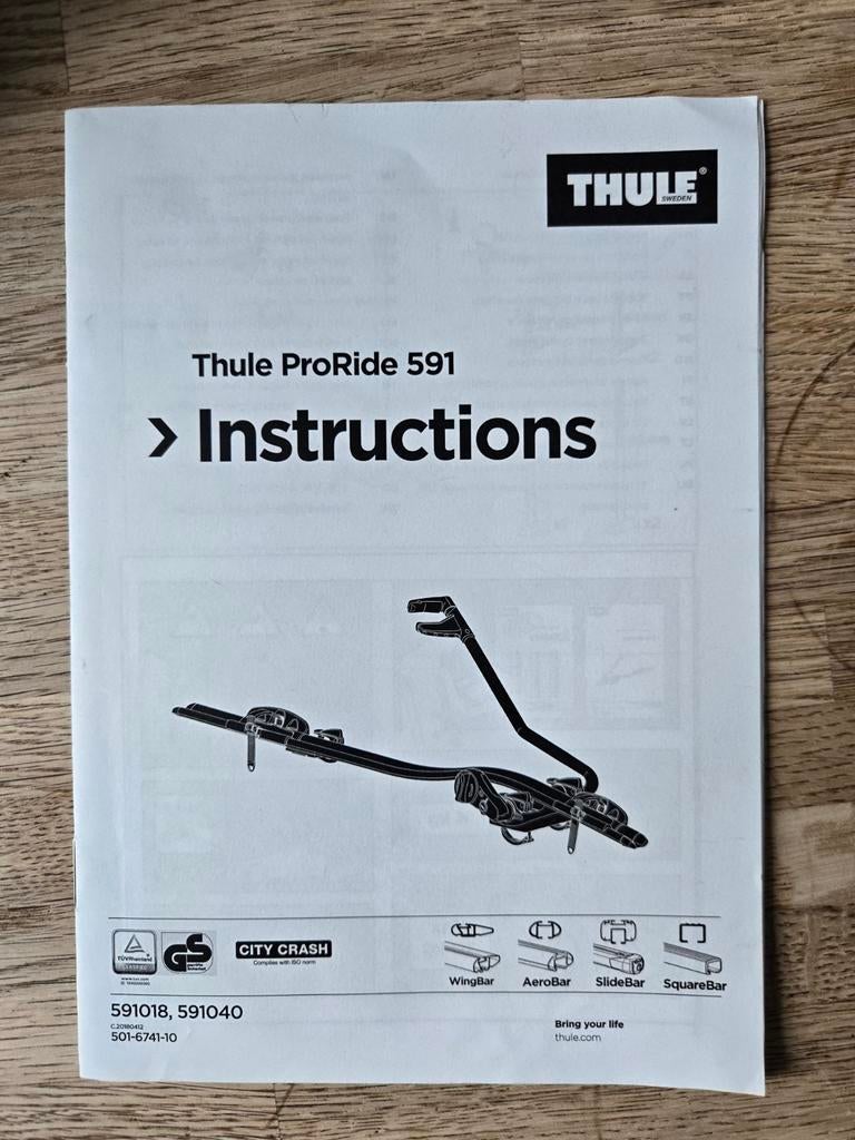 Thule ProRide 591 fietsendrager voor dakmontage, Ophalen, 1 fiets, Gebruikt, Dakdrager