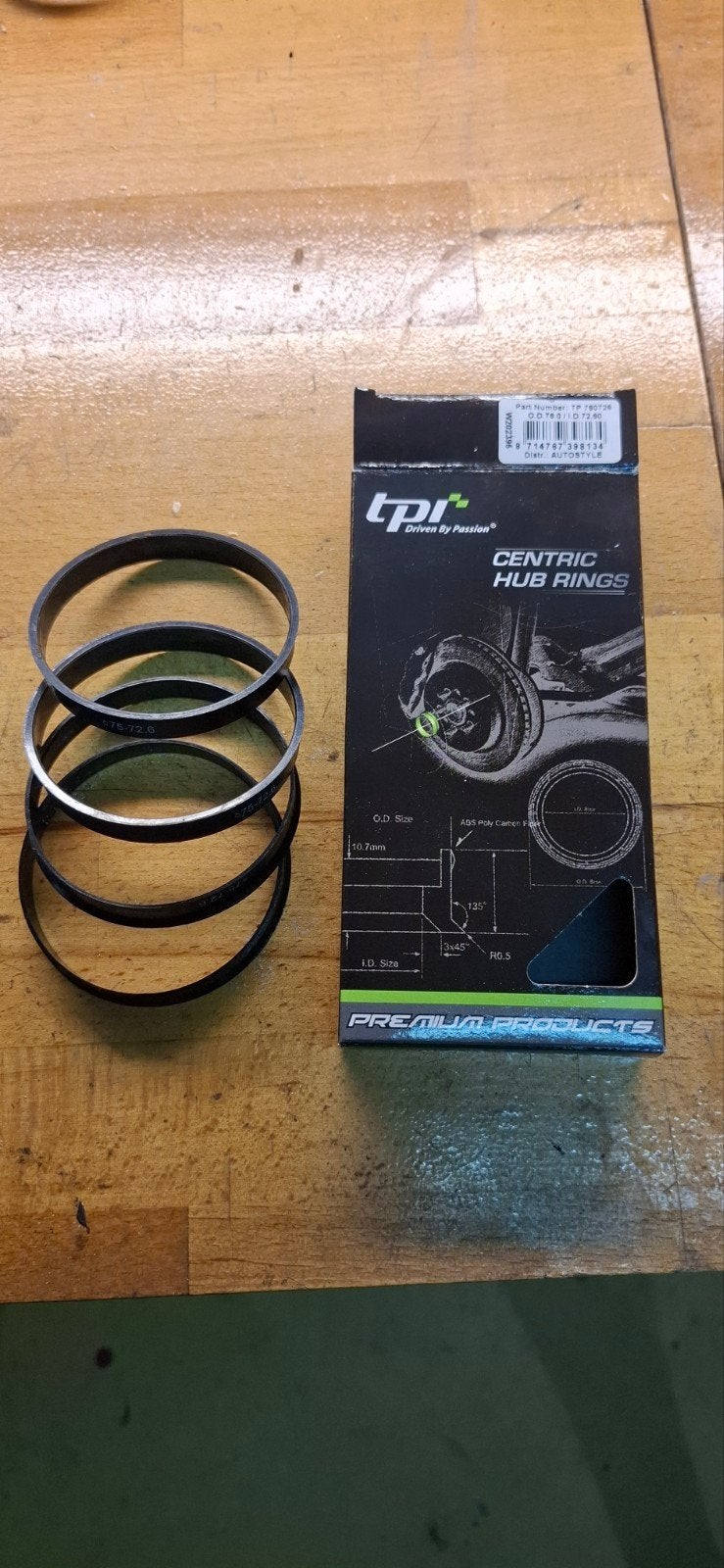 Gpi Centric Hub Rings 75-72.6 (4 stuks), Ophalen of Verzenden, Gebruikt