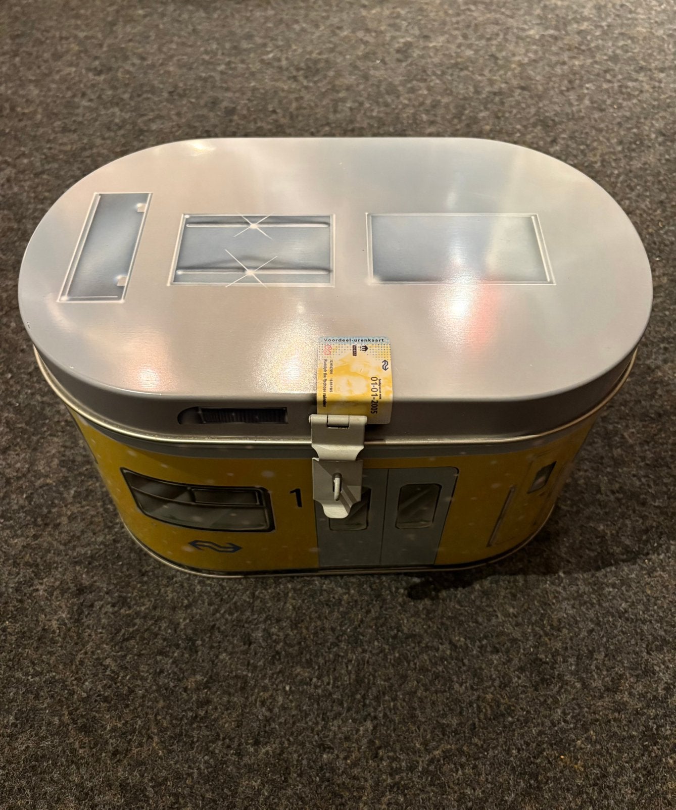 Metalen opbergbox met print van NS SGM, Ophalen of Verzenden, Zo goed als nieuw, Trein
