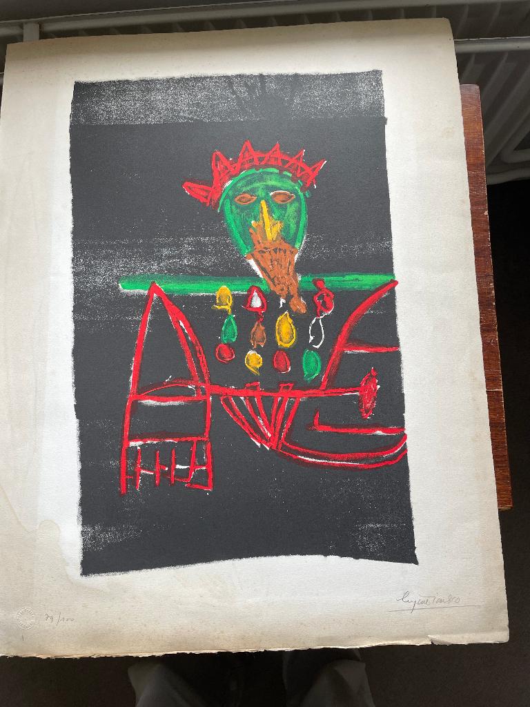 Kleurenlithografie Eugene Ionesco The King dies gesig/genum, Ophalen of Verzenden
