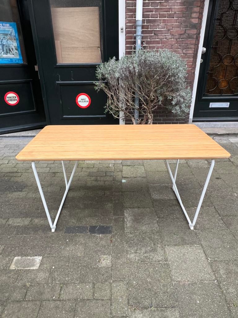 Ikea tafel bamboe blad Anfallare Bagaryd onderstel, Ophalen, Zo goed als nieuw, Rechthoekig, 50 tot 100 cm