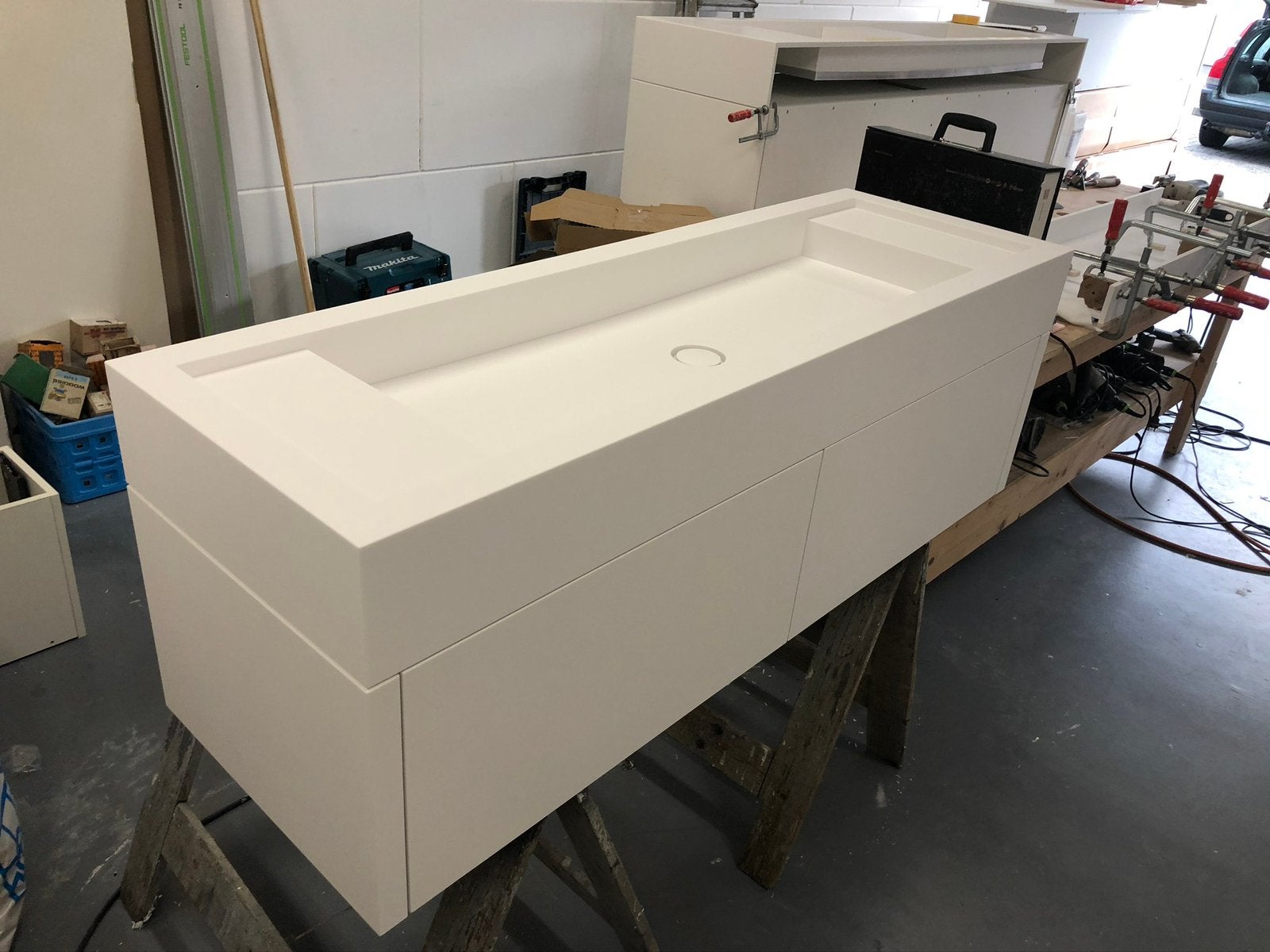 Corian solid surface badkamermeubel 1.35 mtr, Ophalen, 100 tot 150 cm, Nieuw, Minder dan 100 cm