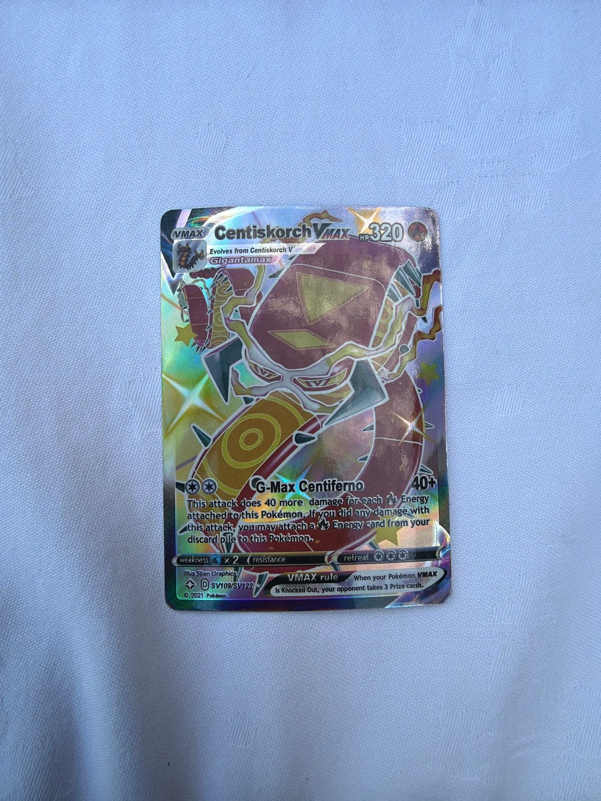 Centiskorch VMAX Pokémon Kaart - Full Art, Ophalen of Verzenden, Zo goed als nieuw, Losse kaart, Foil